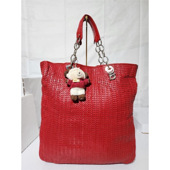 Authentic Christian Dior Lambskin Lady Dior Tote Red - Picture 1 of 15
